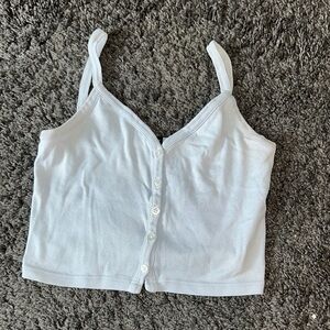 Brandy Melville Baby Blue Tank Top Buttoned Crop Camisole